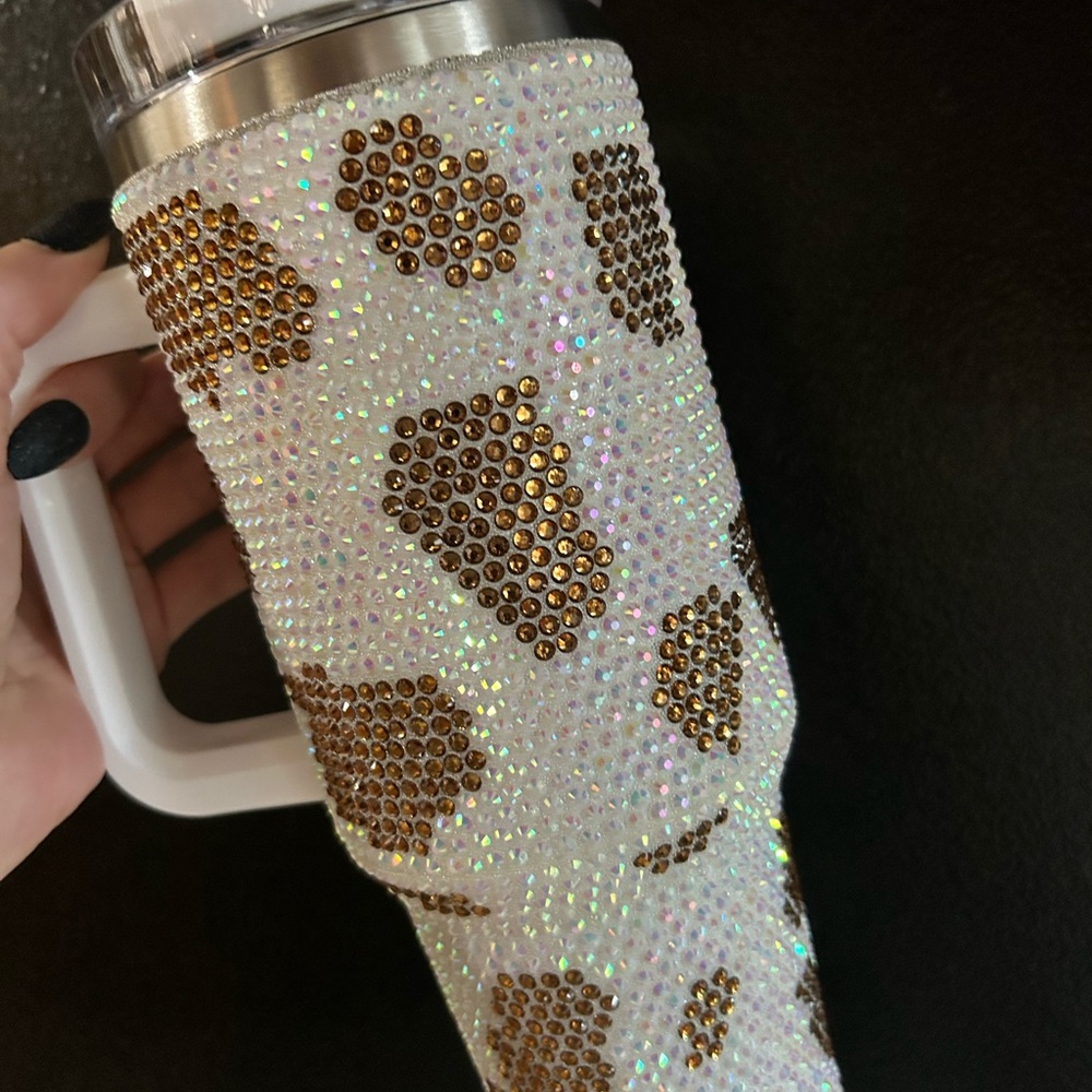 Cow Print Rhinestone Tumbler